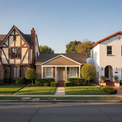 Tudor, Cape Cod and Spanish Revival homes in the Mayfair Tract, Alhambra, California