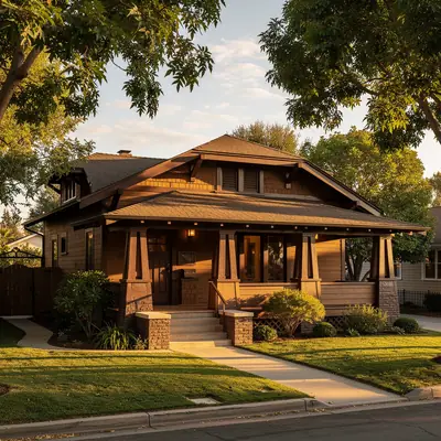 Arts and Crafts home with a front porch in Ramona Park, Alhambra, California