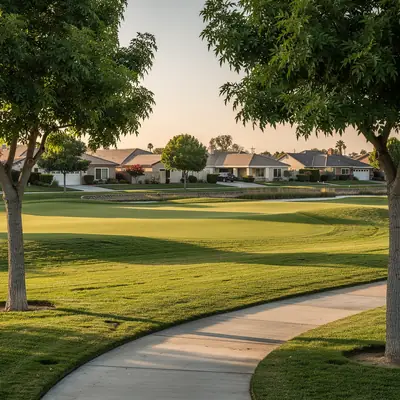 Neighborhood park beside a golf course in Carson, California