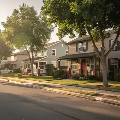 Older homes near the historic depot area in downtown Downey, California