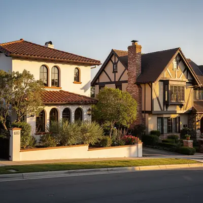 Spanish Colonial and Tudor Revival homes in Ard Eevin Highlands, Glendale, California