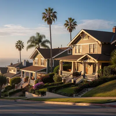 Craftsman homes on the bluffs in Bluff Heights, Long Beach, California