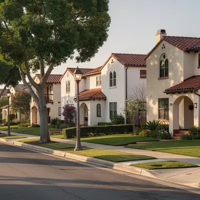 Spanish Colonial Revival houses in California Heights, Long Beach, California