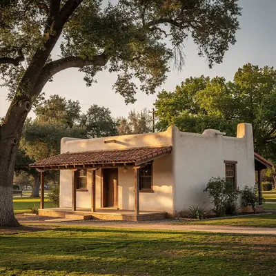Historic adobe house in Sanchez Adobe Park, Montebello, California