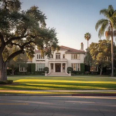 Grand estate house along Orange Grove Boulevard in Pasadena, California