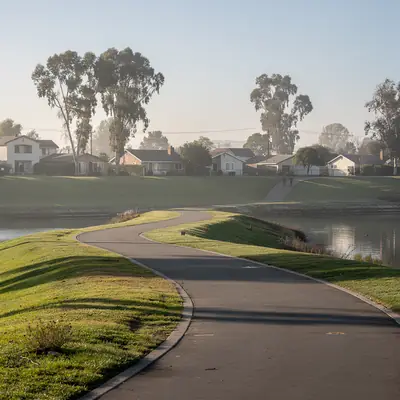 Rio Hondo levee trail near Whittier Narrows in Pico Rivera, California