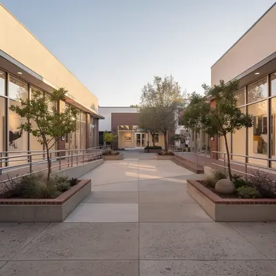 Mid-century pedestrian mall in downtown Pomona, California