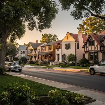 Historic houses in many styles in the Lincoln Park Historic District, Pomona, California