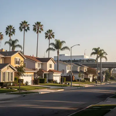 Residential street near a light rail station in North Redondo Beach, California