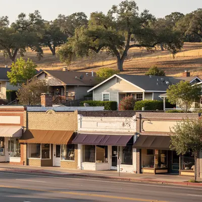 Old Town district and older houses in Newhall, Santa Clarita, California