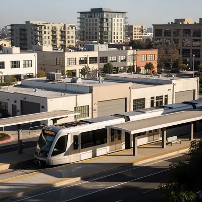 Light rail station and gallery compound in Bergamot, Santa Monica, California