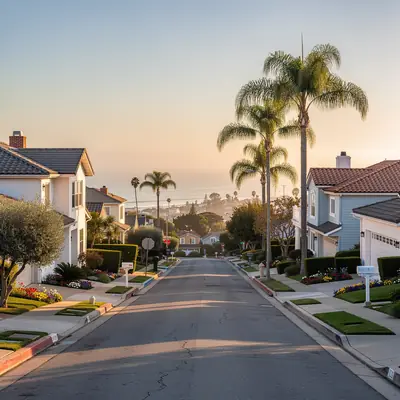 Coastal-style street in Hollywood Riviera, Torrance, California