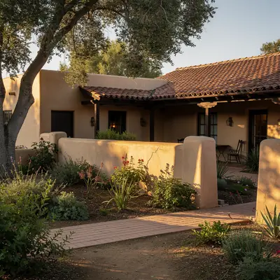 Historic adobe home at Pio Pico State Historic Park, Whittier, California